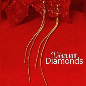 14K Gold on 925 Silver Gold Tassel Dangle Stud Earrings